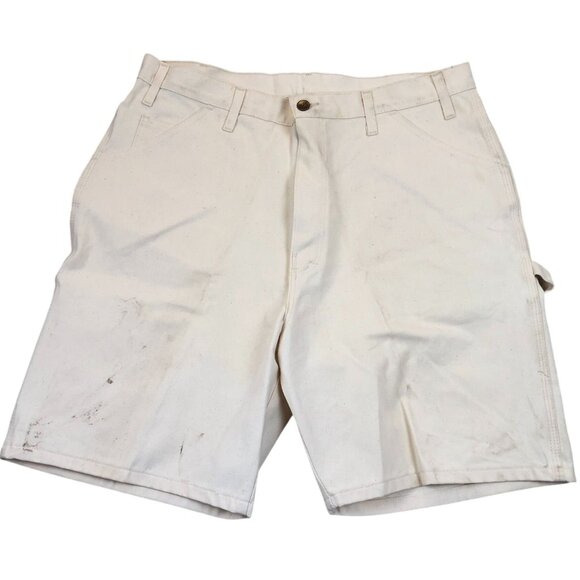 Dickies Mens Painter Shorts Size 38 White Canvas Utility Workwear Chino - Picture 1 of 12